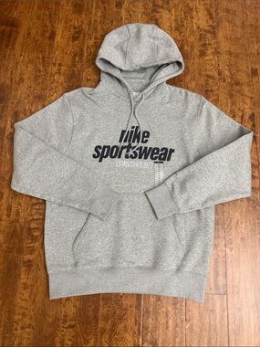 Nike Gray Sportswear Pullover Hoodie with Black Logo